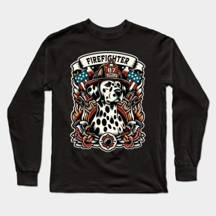 Firefighter Dalmatian - No Texture Long Sleeve T-Shirt